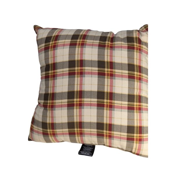 Cuddl Duds Plaid Pillow With Fuzzy Bear Applique 16" x 16" Cozy Cabin Decor - Picture 2 of 3